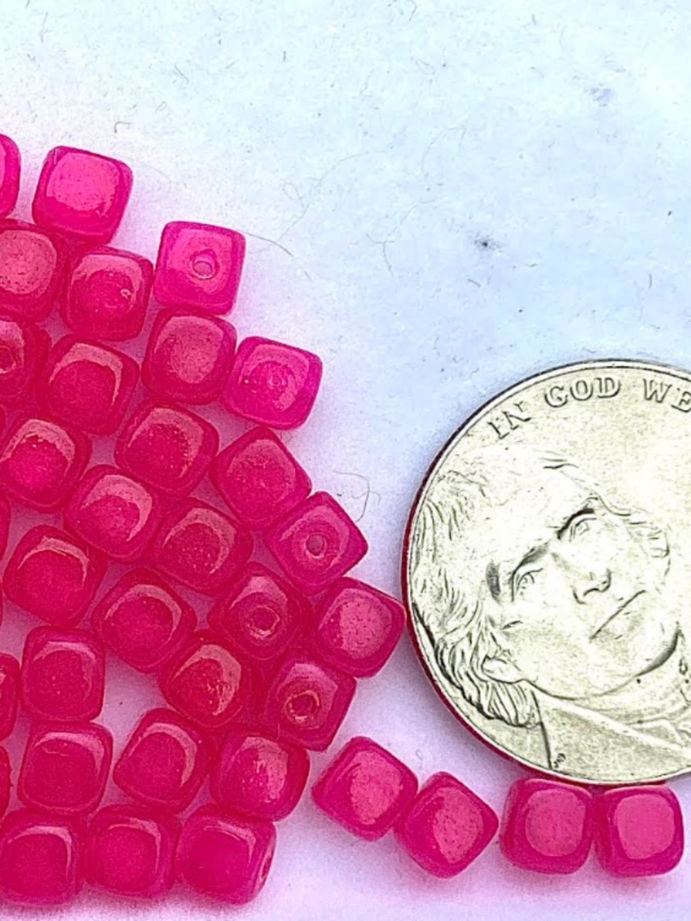 31.2 Carat Set of Pink Chalcedony "Jelly Cube'' Square Beads, NWT, 4mm